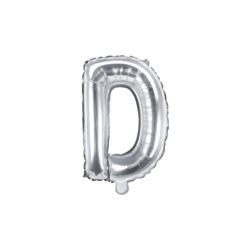 Balon foliowy Litera "D", 35cm, srebrny