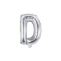 Balon foliowy Litera "D", 35cm, srebrny
