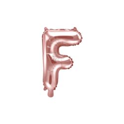 Balon foliowy Litera "F", 35cm, różowe złoto