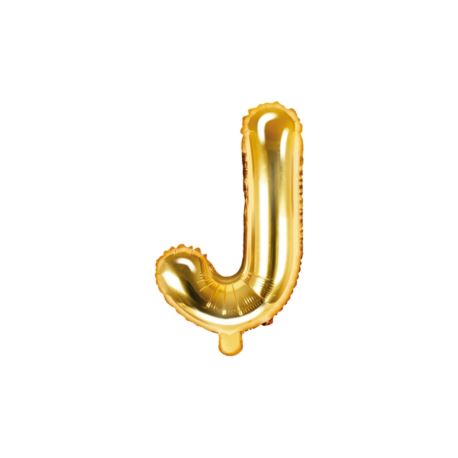 Balon foliowy Litera "J", 35cm, złoty