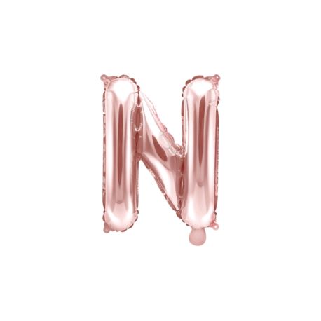 Balon foliowy Litera "N", 35cm, różowe złoto