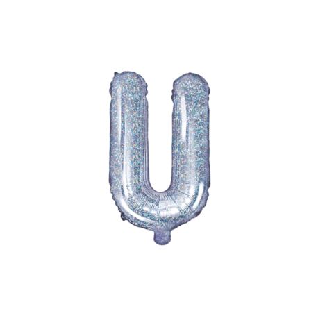 Balon foliowy Litera "U", 35cm, holograficzny
