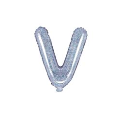 Balon foliowy Litera "V", 35cm, holograficzny