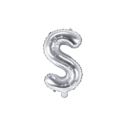 Balon foliowy Litera "S", 35cm, srebrny