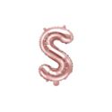 Balon foliowy Litera "S", 35cm, różowe złoto
