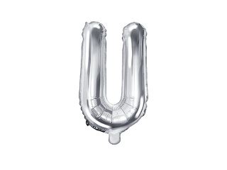 Balon foliowy Litera "U", 35cm, srebrny