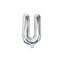 Balon foliowy Litera "U", 35cm, srebrny