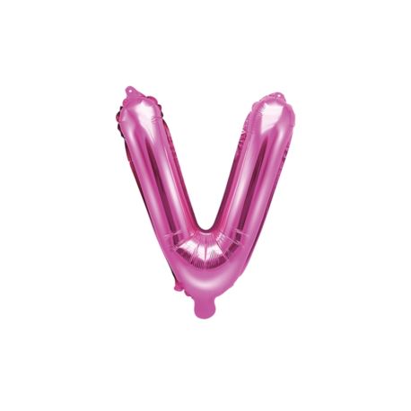 Balon foliowy Litera "V", 35cm, ciemny różowy