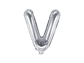 Balon foliowy Litera "V", 35cm, srebrny