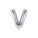 Balon foliowy Litera "V", 35cm, srebrny