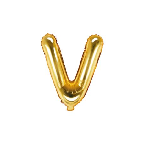 Balon foliowy Litera "V", 35cm, złoty