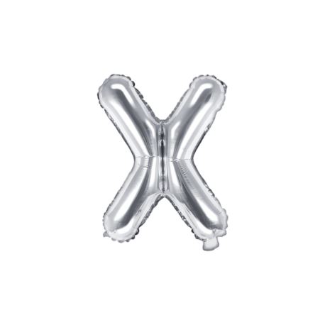 Balon foliowy Litera "X", 35cm, srebrny