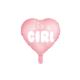 Balon foliowy Serce - It\'s a girl, 45cm, jasny róż