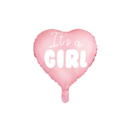 Balon foliowy Serce - It's a girl, 45cm, jasny róż