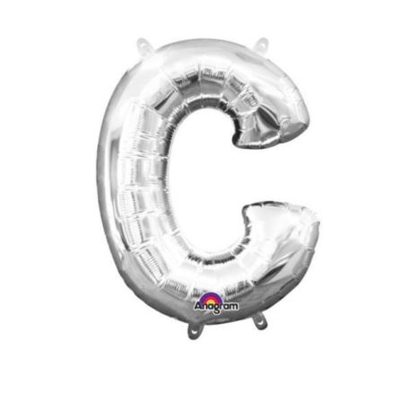 Balon foliowy Literka Mini "C" -srebrna 22x33 cm