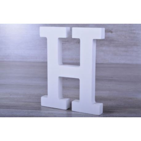 Litery ozdobne, drewno 16 cm "H" - biały, 1 szt.
