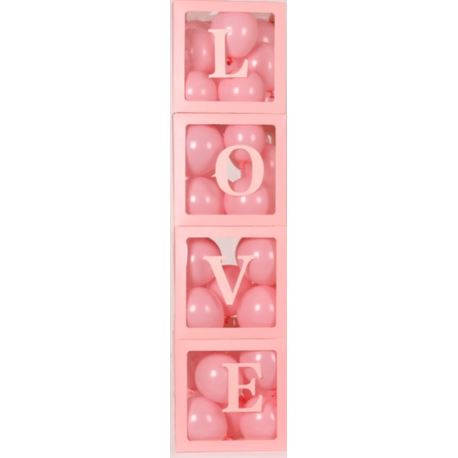 Pudełko dekoracyjne LOVE 30x30x30cm, j.różowy