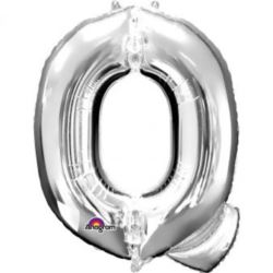 Balon, foliowy literka mini "Q" 25x33, Srebrna