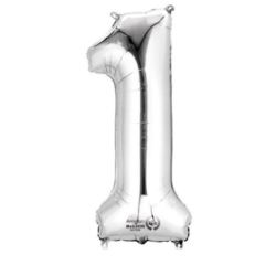 Balon, foliowy Cyferka Mini "1" - srebro