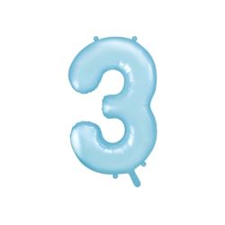 Balon foliowy Cyfra "3", 86cm, jasny niebieski