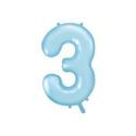 Balon foliowy Cyfra "3", 86cm, jasny niebieski