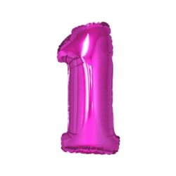 Balon foliowy "Litera 1", różowa 35 cm.