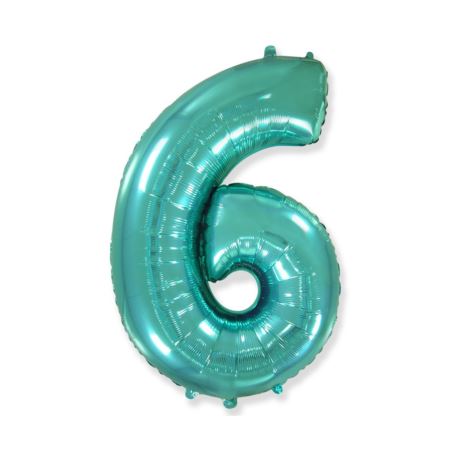 Balon foliowy FX - "Number 6" tiffany, 85 cm