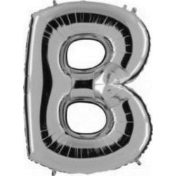 Balon, foliowy literka mała 30 cm - srebrna "B"