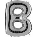 Balon, foliowy literka mała 30 cm - srebrna "B"