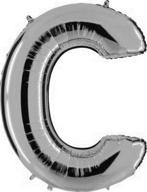 Balon, foliowy literka mała 30 cm - srebrna "C"