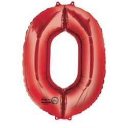 Balon, foliowy cyfra "0" czerwona 66x88 cm