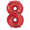 Balon, foliowy cyfra "8" czerwona 53x83 cm