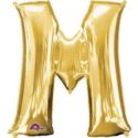 Balon, foliowy Literka Mini "M" 27x33 cm, złoty