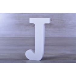 Litery ozdobne, drewno 16 cm "J" - biały, 1 szt.