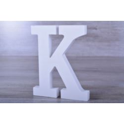 Litery ozdobne, drewno 16 cm "K" - biały, 1 szt.