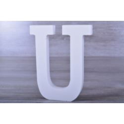 Litery ozdobne, drewno 16 cm "U" - biały, 1 szt.