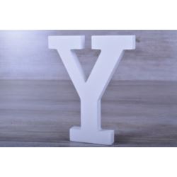 Litery ozdobne, drewno 16 cm "Y" - biały, 1 szt.