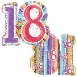 balony, balony na hel, dekoracje balonowe, balony Łódź, balony z nadrukiem, Balon, foliowy 24" SHP - "Radiant Birthday 18"