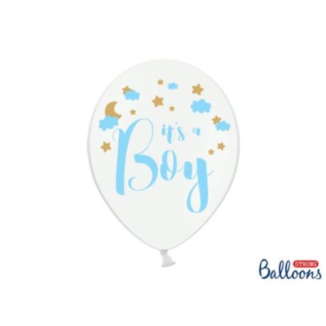 Balony 30cm, It's a Boy, Pastel Pure White (1 op.