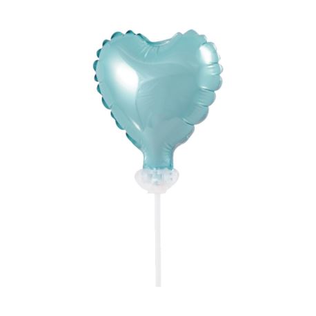 Balon foliowy 8 cm serce na patyczku, błękitne
