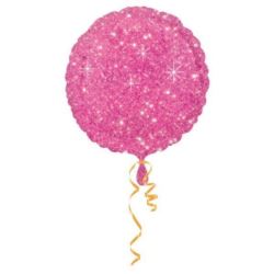 Balon foliowy okrągły różowy gwiazdki 43 cm