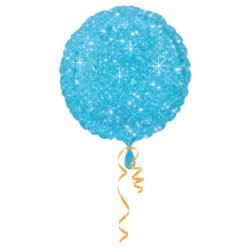 Balon foliowy okrągły niebieski, gwiazdki 43 cm