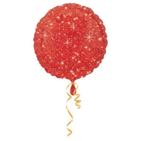 Balon foliowy okrągły czerwony gwiazdki 43 cm