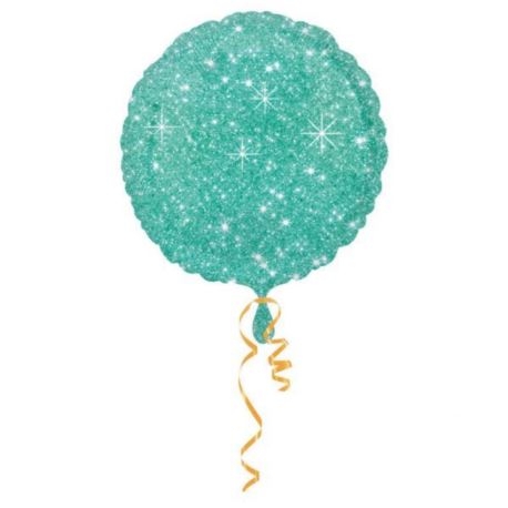 Balon foliowy okrągły zielony gwiazdki 43 cm
