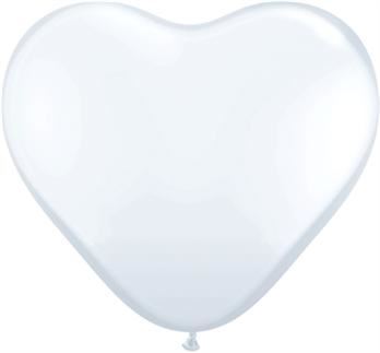 Image of Balon QL serce 6", pastel biały / 100 szt.