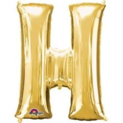 Balon, foliowy literka mini "H" 25x33 cm, złoty