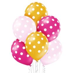 balony, balony na hel, dekoracje balonowe, balony Łódź, balony z nadrukiem, Balony 12" Polka Dots Girl 6 szt.