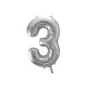 Balon foliowy Cyfra "3" 86 cm, srebrny 1 szt