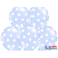 Balony 30 cm, Kropki, Pastel Baby Blue