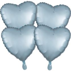 balony, balony na hel, dekoracje balonowe, balony Łódź, balony z nadrukiem, Balony foliowe serca Satin Luxe Pastel Blue 4szt.